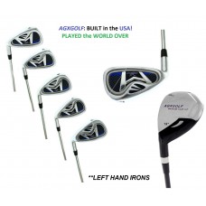 AGXGOLF GIRLS LEFT HAND GRAPHITE XLT IRON SET w3 HYBRID +6,7,8 & 9+PW. AVAILABLE IN TEEN, TALL AND TWEEN LENGTHS